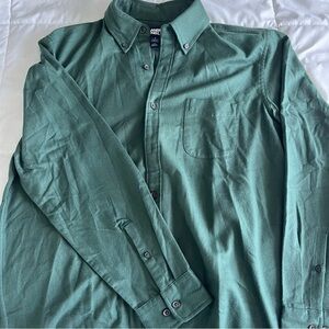 LIKE NEW Men’s L Lands End Forest Green long sleeve flannel with front pocket